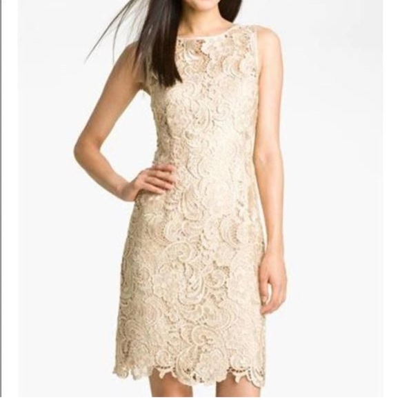 Adrianna Papell Dresses & Skirts - SOLD. New ADRIANNA PAPELL Champagne Lace Dress size 10